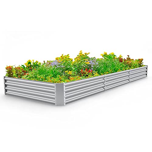 Land Guard 12×4×1ft Galvanized Raised Garden Bed Kit for Vegetables, Galvanized Super Large Metal Planter Raised Garden Boxes Outdoor(359 Gallon Capacity)…