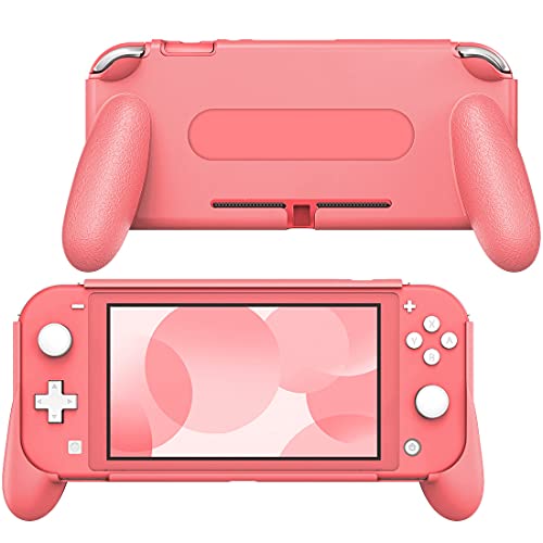 MoKo Grip for Nintendo Switch Lite, Ergonomic & Comfortable Hand Grips Case Fits Nintendo Switch Lite Grips, Durable Light handle grip Protective Shockproof Holder, Coral pink