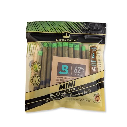 King Palm Mini Size Cones (1 Pack of 25, 25 Rolls Total) Natural Pre Wrap Palm Leafs Pre Rolled Cones - Natural Cones - Corn Husk Filter - Preroll Cones - Prerolled Cones with Filter - Organic Cones