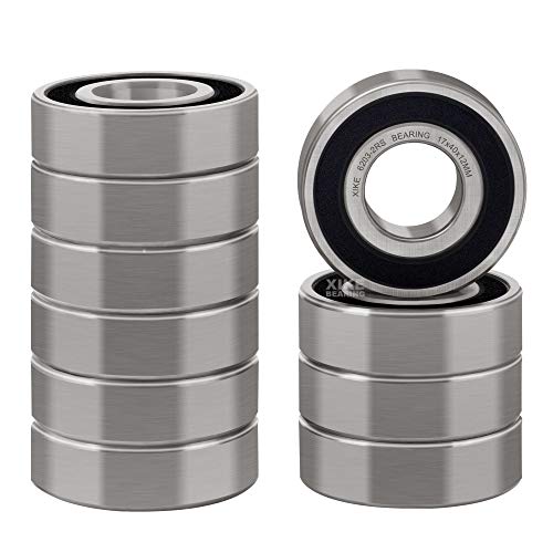 XiKe 10 Pcs 6203-2RS Double Rubber Seal Bearings 17x40x12mm, Pre-Iubricated for High RPM,Stable Performance and Cost Effective, Deep Groove Ball Bearings.
