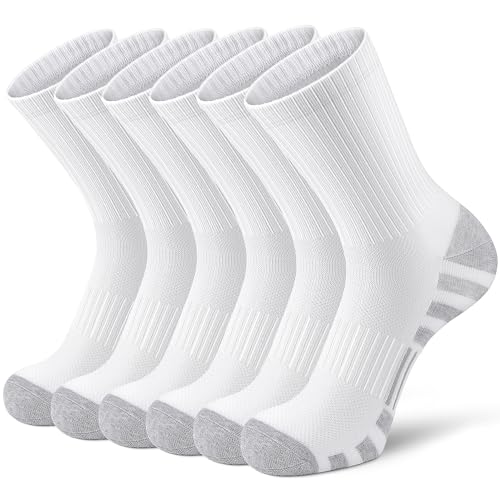 Airacker Athletic Socks Sport Running Calf Socks Performance Cushioned Breathable Crew Socks for Men Women(6 Pairs)