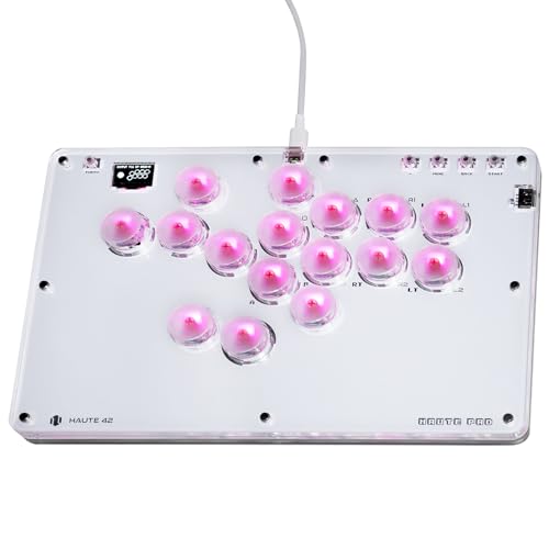 JZW-Shop Arcade Stick T16, All-Button Arcade Controller for Switch/PC/PS4/PS3 /Steam Deck, Slim Arcade Fight Stick Game Keyboard with Turbo & Custom RGB, Supports Hot-Swap & SOCD