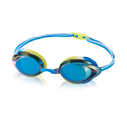 Speedo Unisex-child Swim Goggles Vanquisher 2.0 Junior, Mirrored Blue Lime/Cobalt/Blue