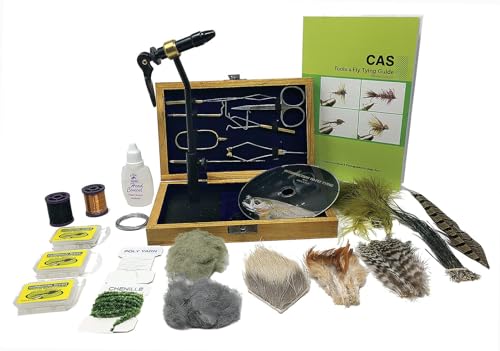 Colorado Anglers Fly Tying Kit for Fly Fishing - Comprehensive Fly Fishing Tool Kit, includes Fly Tying Vise, Wooden Box, Book and DVD Included