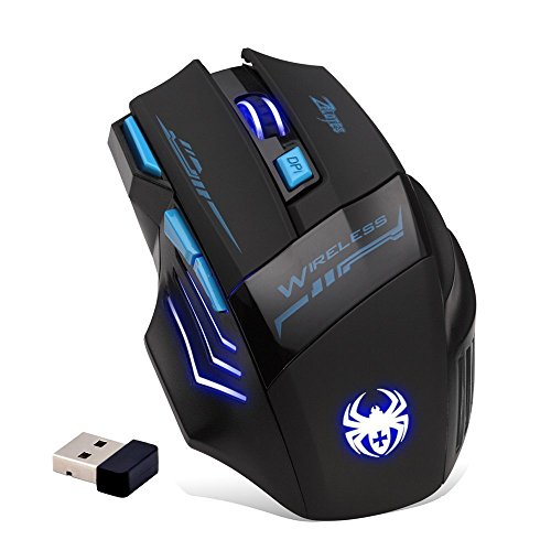 Zelotes Wireless Mouse for Laptop,2400 DPI 2.4GHz Ergonomic Mouse,7 Buttons USB Cordless Computer Mouse,Wireless Gaming Mouse,Portable Mice for PC,Mac Black