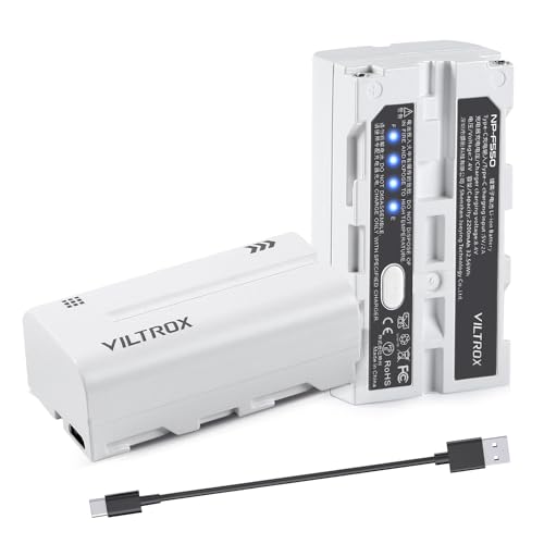 VILTROX NP-F550 Li-ion Battery 1 Pack (2200mAh), Replacement for Sony NP-F550 F570 F750 F770 F950 F960 F970, Compatible with LED Light, Video Field Monitor, Type-C Input