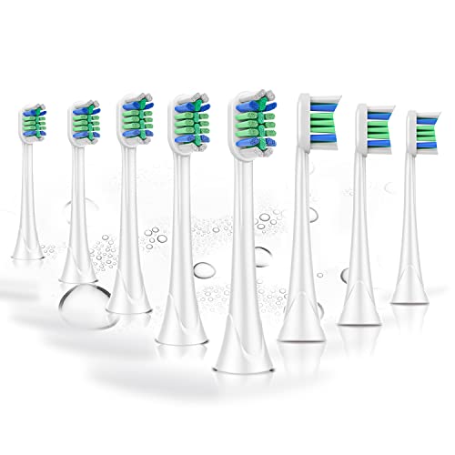 BUKURII Replacement Toothbrush Heads Compatible with Philips Sonicare Electric Toothbrushes, 8PCS, Fit for ProtectiveClean Handles 4100 5100 1100 2100 6500 7500, Refills for c2 c3 g2 w3
