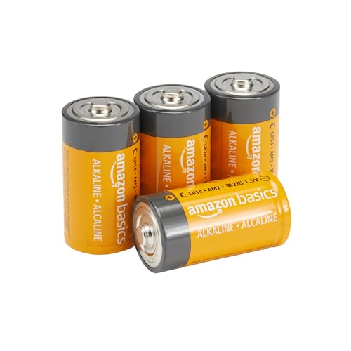 Amazon Basics 4-Pack C Cell Alkaline All-Purpose Batteries, 1.5 Volt, 5-Year Shelf Life