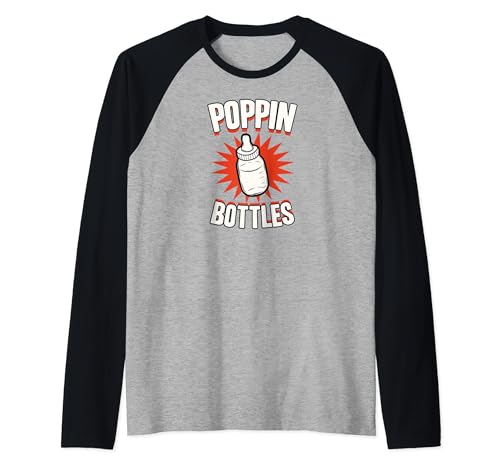 Mens Poppin Bottles Father's Day Announcement Raglan Baseball Tee