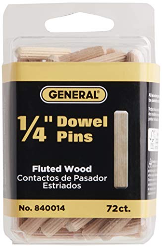 General Tools 840014 1/4-Inch Fluted Wood Dowel Pins, 72 Count (Pack of 1)