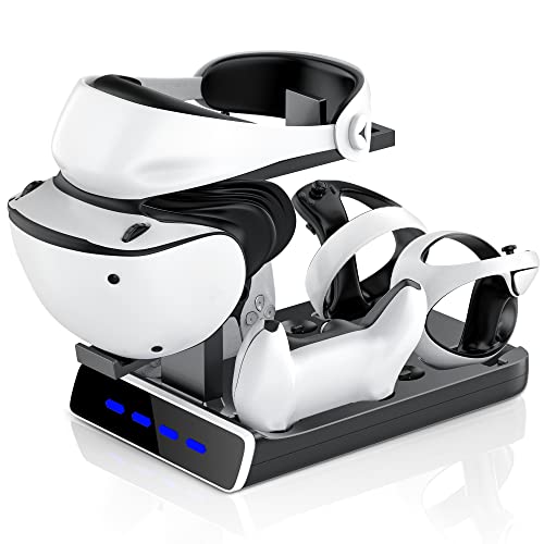 PSVR2 Controller Charging Dock with LED Light， VR Stand Display Your PSVR2， Charging Compatible with PS-5 Controller Charger， PlayStation VR2 Handle, Charging Cable, Seat Charger