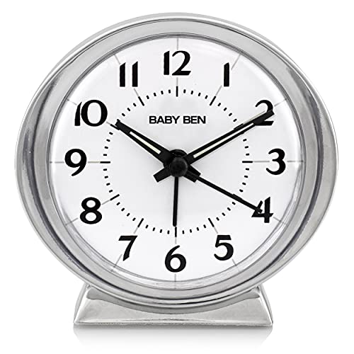 Westclox Traditional 1964 Baby Ben Classic Quartz Accuracy Battery Operated Alarm Clock (Small, White)