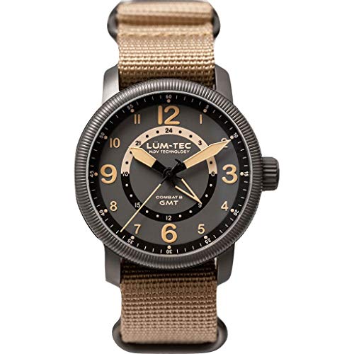 Lum-Tec Comat B45 GMT Wrist Watch Beige | Nylon Strap