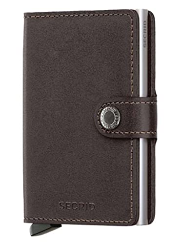 Secrid Men Mini Wallet Genuine Leather RFID Safe Card Case for max 12 cards 16mm slim Brown