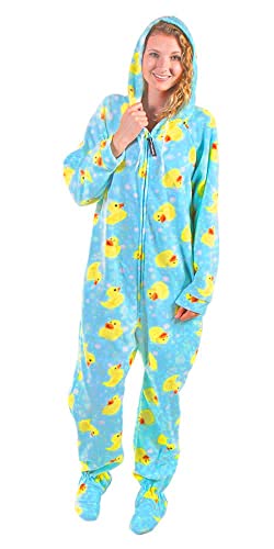 Forever Lazy Footed Adult Onesie - Duckie - XL