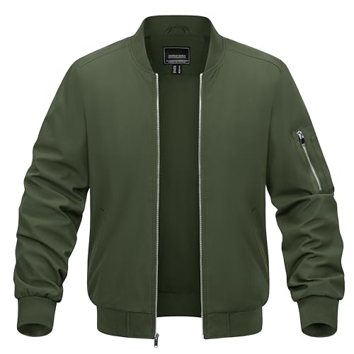 MAGNIVIT Men's Windbreaker Jacket Casual Outdoor Windproof Coat Military Jackets Army Green XL