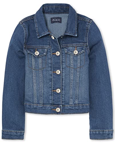 The Children's Place girls Basic Denim Jacket, Azure Wash, Medium US