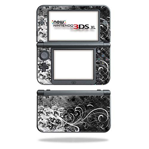 MightySkins Carbon Fiber Skin for Nintendo New 3DS XL (2015) - Black Flourish | Protective, Durable Textured Carbon Fiber Finish | Easy to Apply, Remove, and Change Styles | Made in The USA