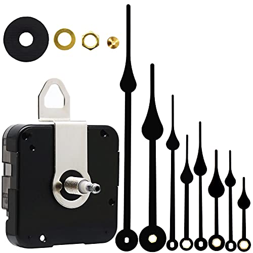 TIKROUND Quartz DIY Wall Clock Movement Mechanisms Battery Powered DIY Repair Parts Replacement with 4 Sets Hands,3/10 Inch Maximum Dial Thickness,29/32 Inch Total Shaft Length.