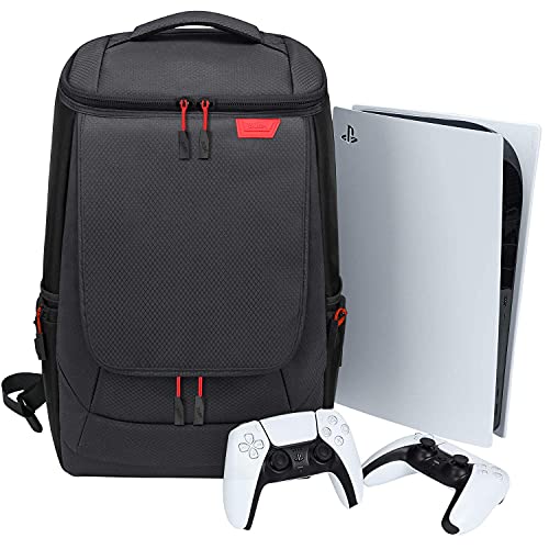 LEFOR·Z Gaming Console Backpack for PS5/PS4,Thick Padding Travel Carrying Case for PlayStation5 Console Digital Edition,Storage Bag for Controllers,Monitor,Headset,Game discs,Charger & Accessories