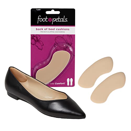 Foot Petals Womens Back of Heel Cushion Inserts, Heel Protectors, Comfortable Heel Grip for Pain Relief and Sizing, 1 pair, Khaki