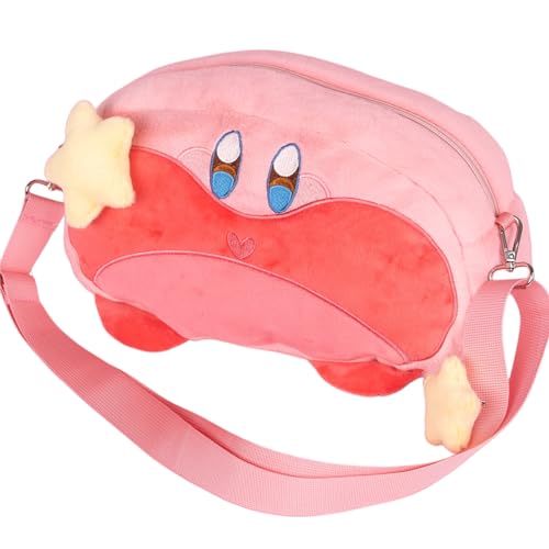 BLINGKIYO Plush Bag with A Shoulder Strap, Cartoon Crossbody Shoulder Fluffy Bag Carrying Case Compatible with Nintendo Switch/OLED and Crossbody Carrrying Bag-Pink Pirby