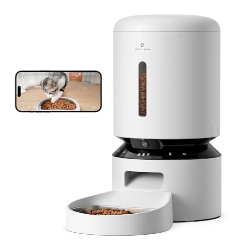 PETLIBRO Automatic Cat Feeder with Camera, 1080P HD Video with Night Vision, 5G WiFi Pet Feeder with 2-Way Audio, Low Food & Blockage Sensor, Motion & Sound Alerts for Cat & Dog Single Tray