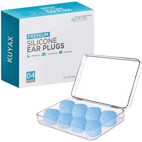 Ear Plugs for Sleeping, Reusable Silicone Moldable Noise Cancelling Sound Blocking Reduction Earplugs for Swimming, Snoring, Concerts, Shooting, Airplanes, Musicians, 32dB Highest NRR