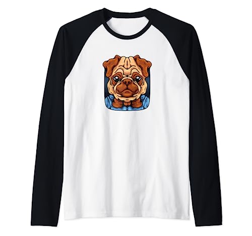 Pug with a Bow Tie Cutest Pet Domestic Dog Animal Kingdom Raglan Baseball Tee
