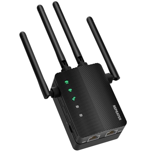 WiFi Extender, WiFi Booster, Cover up to 12880 sq.ft & 105 Devices, 1200Mbps WiFi Booster, Dual Band 2.4G and 5G, Wireless Repeater with Strong Penetrability, 4 Antennas 360° Coverage