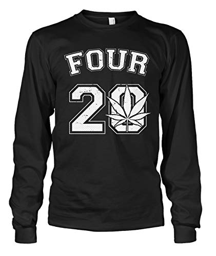 Cybertela Men's Four 20 Marijuana Weed 420 Long Sleeve T-Shirt (Black, 3X-Large)