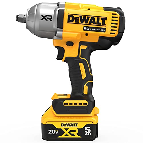 DEWALT 20V MAX Cordless Impact Wrench Kit, 20V MAX, 1/2' Hog Ring With 4-Mode Speed, Includes Battery, Charger and Kit Bag (DCF900P1)