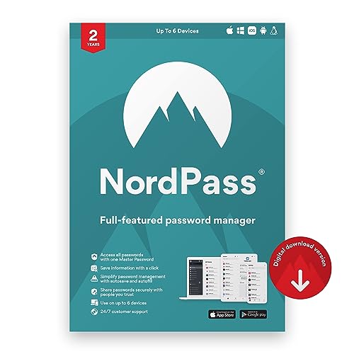 NordPass Premium - 2-Year – Password Manager Software for Unlimited Devices – Top-Tier Encryption, Data Breach Scanner, Secure Password Sharing, Password Generator | PC/Mac/Mobile [Online Code]