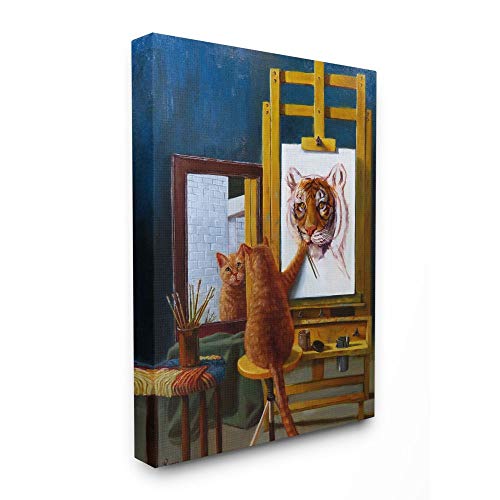 Stupell Industries Cat Confidence Self Portrait as a Tiger Funny Painting, 16 x 20, Gallery Wrapped Canvas