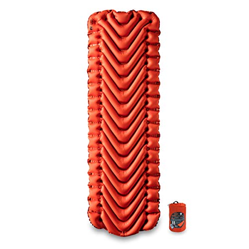 Klymit Static V Inflatable Sleeping Pad for Camping, Lightweight Hiking and Backpacking Air Bed for Cold Weather,Orange