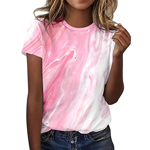 Clearance of Sales Spring Summer Tops for Women 2024 Fashion Short Sleeve T Shirts Blouses Dressy Casual Loose Fit Crew Neck Cute Printed Graphic Tees Plus Size Boho Basic Shirt