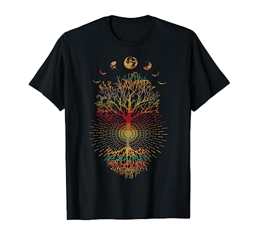 Phases of the Moon Retro 60's 70's Vibe Tree of Life T-Shirt