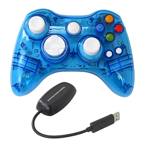 INGQI Wireless Controller Fit for Xbox 360 Double Motor Vibration Wireless Gamepad Gaming Joypad Blue