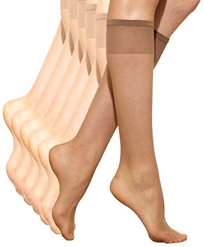 Silkies Ultra Knee Hi's with Energizing Support (6 Pair Pack) - One Size / Regular - Nude
