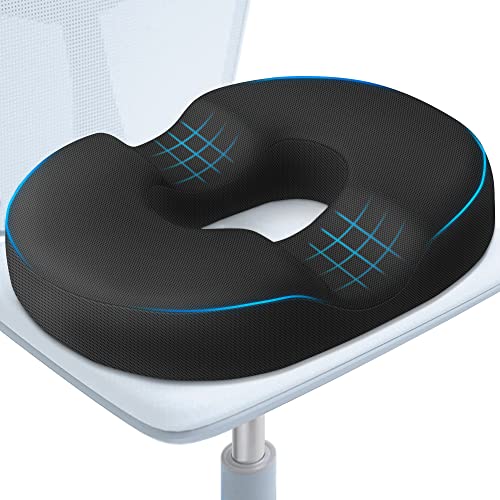 BlissTrends Donut Pillow Seat Cushion,Donut Chair Cushions for Postpartum Pregnancy & Hemorrhoids,Tailbone Pain Relief Cushion,Memory Foam Seat Cushions for Office&Home Chairs (Black)
