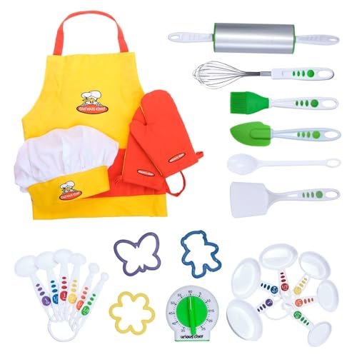 Curious Chef 27-Piece Kitchen Foundation Kit for Kids, Includes Real Cooking and Baking Tools, Dishwasher Safe and Made with BPA-Free Plastic
