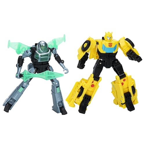 Transformers EarthSpark Cyber-Combiner Bumblebee and Mo Malto Robot Action Figures, Interactive Toys for Boys and Girls Ages 6 and Up