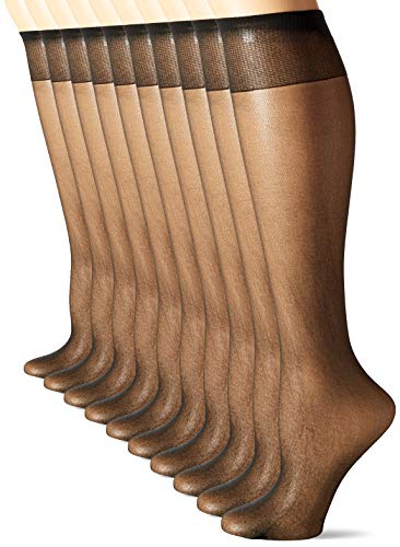 L'eggs Womens Everyday Nylon Knee Highs Reinforced Toe - Multiple Packs Available Pantyhose, Nude 1 10-pack