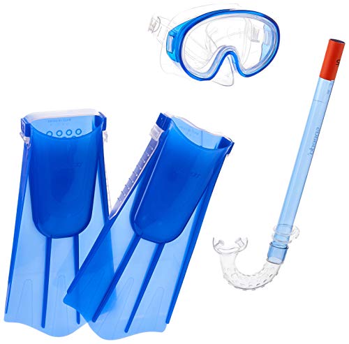 Speedo Unisex-Child Aqua Quest Swim Mask, Snorkel & Fins Set