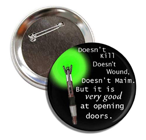 Doctor Who Sonic Screwdriver Opens Doors 3.0 Inch Pin Back Button