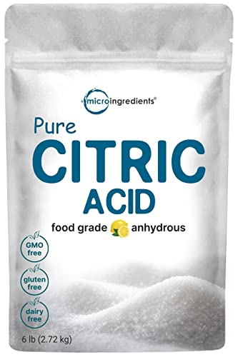 Citric Acid 6 Pounds, Food Grade, Fine Granular Powder | 100% Pure, Concentrated Anhydrous Form | Natural Preservative + Great for Cooking, Cleaning, & DIY Bath Bombs | Non-GMO