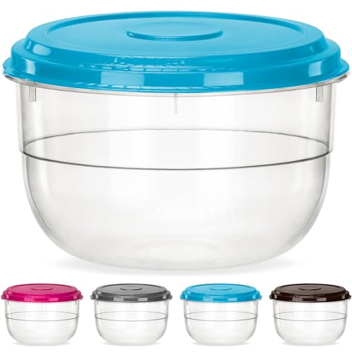 DecorRack Extra Large Bowl with Lid, 23 cup [5.75 qt/185 oz] -BPA Free- Plastic Heavy Duty Multipurpose Plastic Food Storage Container, Round Cake Dough Riser Bowl with Airtight Lid, Random Color