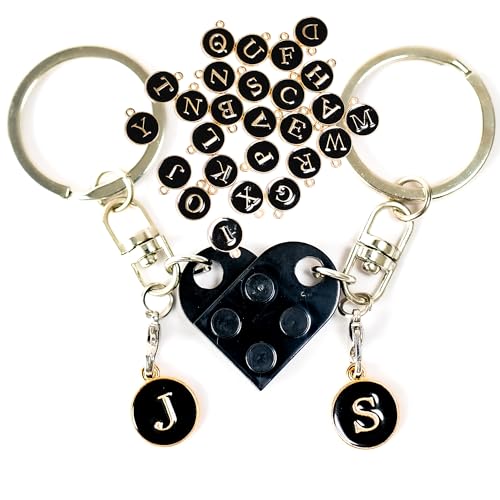 REGAMOR Personalized Brick Matching Heart Keychain for Boyfriend Girlfriend Valentines Day Christmas Gift Idea Custom Gift Set