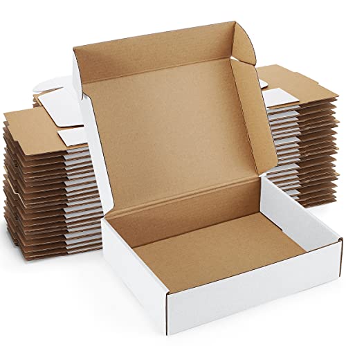 Poever Shipping Boxes 9x6x2 inches White Small Mailing Boxes 25 Pack Cardboard Corrugated Box Mailers