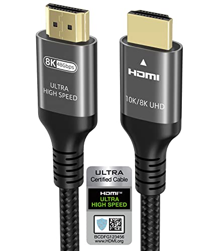Ubluker 10k 8k 4k HDMI 2.1 Cable 5 FT, Certified Ultra High Speed HDMI Cable 4k 120Hz 144Hz 8k 60Hz 48Gbps HDR10+ Dolby Atmos HDCP2.3 Compatible for Mac RTX4090 PC HDTV PS5 Xbox
